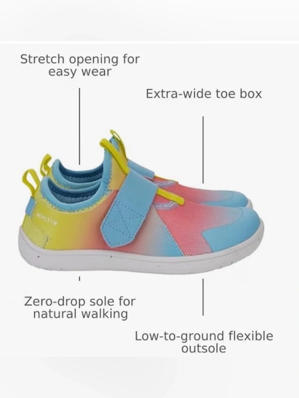 WHITIN W8K3 Kids Barefoot Sneakers Pastel Rainbow EU 25 US 8 Toddler